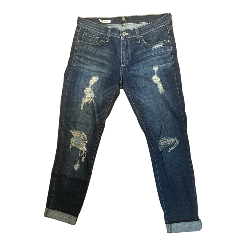 Just Black Distressed Dark Blue Boyfriend Jeans